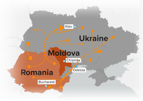Map transport from RO to UA